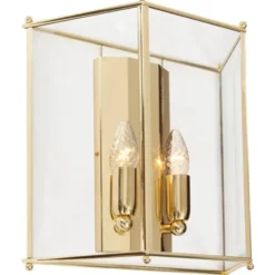 Konsthantverk Glimminge vägglampa, mässing/klarglas 32,5cm