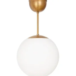 Konsthantverk Glob taklampa fast höjd, råmässing/opalglas 30cm