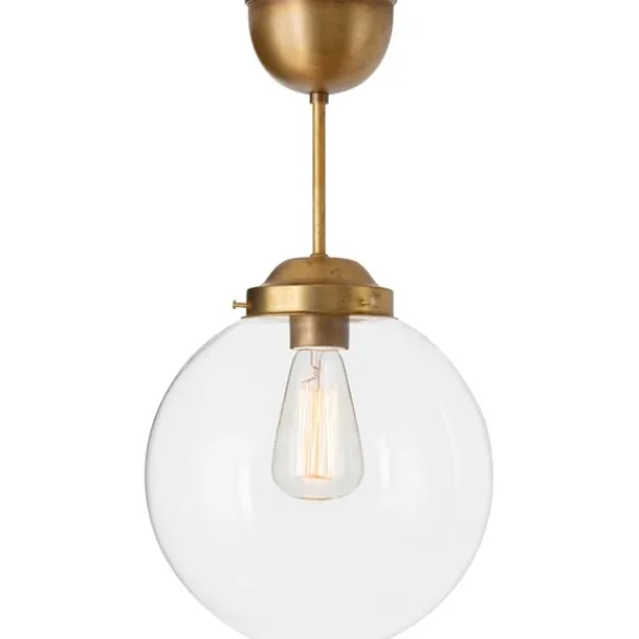 Konsthantverk Glob taklampa fast höjd, råmässing/klarglas 25cm