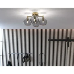 Belid Gloria plafond, Ø46 mässing/rökfärgat glas
