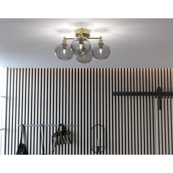 Belid Gloria plafond, Ø46 mässing/rökfärgat glas