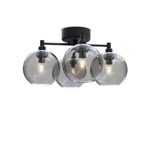 Belid Gloria plafond, Ø46 svartstruktur/rökfärgat glas