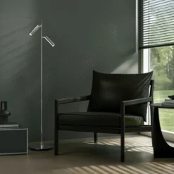 Herstal Golvlampa Pipeline dubbel krom
