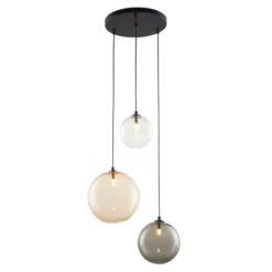 Unison GRAPPO taklampa 3 glas clear, grey, gold