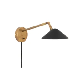 Konsthantverk Grenverk lång vägglampa, råmässing/mattsvart