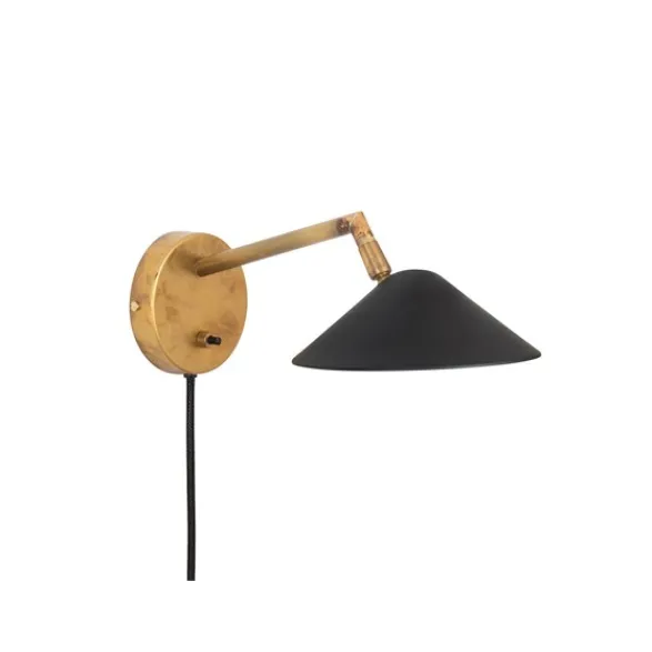 Konsthantverk Grenverk vägglampa, råmässing/mattsvart