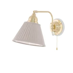 Karlskrona Lampfabrik Gripenberg vägglampa mässing/vit m dragbrytare
