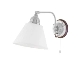 Karlskrona Lampfabrik Gripenberg vägglampa nickel/brun m dragbrytare