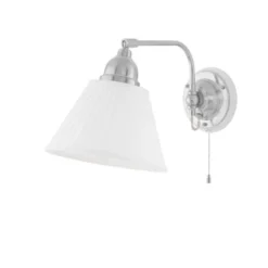Karlskrona Lampfabrik Gripenberg vägglampa nickel/vit m dragbrytare