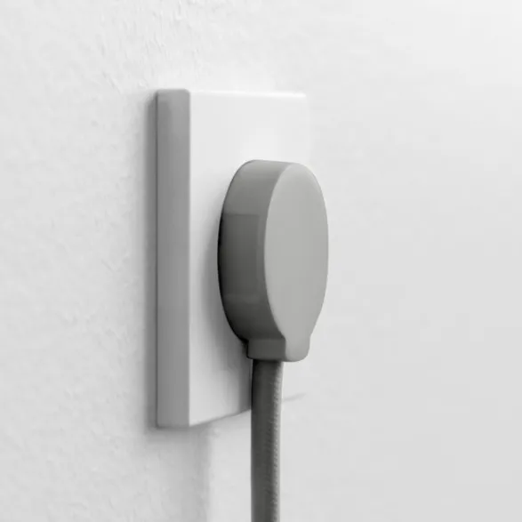 lampsladdar.se Grå väggkontakt, sidoingång, jordad