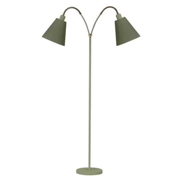 Armaturhantverk Haga golvlampa tvåarmad, gröngrå 140cm