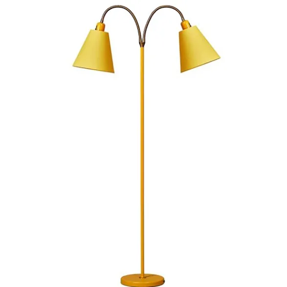 Armaturhantverk Haga golvlampa tvåarmad, gul 140cm
