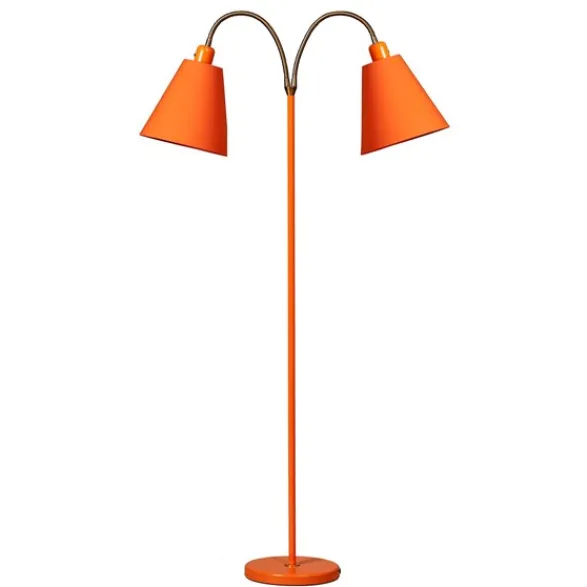 Armaturhantverk Haga golvlampa tvåarmad, orange 140cm