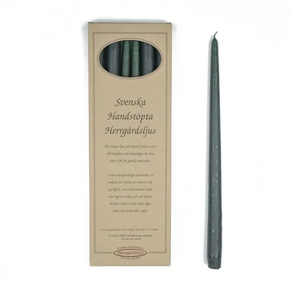 Ljusmannen Handstöpta herrgårdsljus, mörkgrön 30cm 6-pack