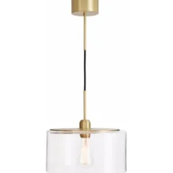 Konsthantverk Hägring taklampa, borstad mässing/klar 30cm