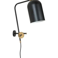 Konsthantverk Knekt vägglampa, svart/råmässing 42cm