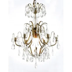 Norrsken Design Kristallkrona Charlotte 6-Arm Medium Antikmässing 47cm