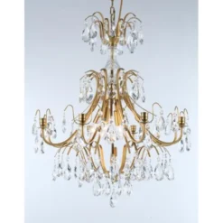 Norrsken Design Kristallkrona Charlotte 8-Arm Stor Borstad Mässing 60cm