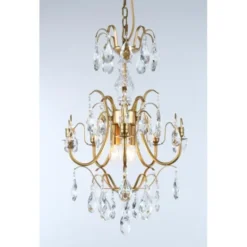 Norrsken Design Kristallkrona Charlotte 5-Arm Liten Borstad Mässing 40cm