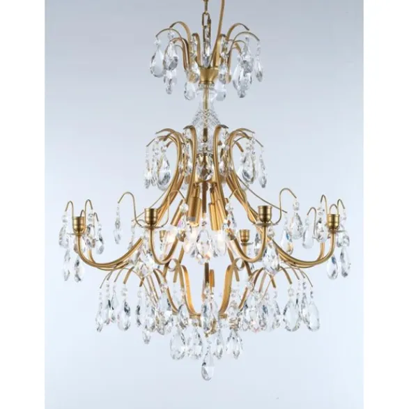 Norrsken Design Kristallkrona Charlotte 8-Arm Stor Borstad Mässing 60cm