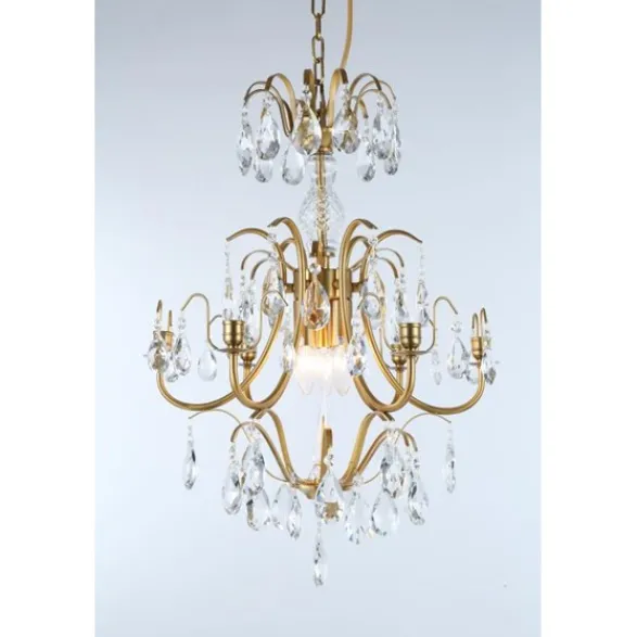 Norrsken Design Kristallkrona Charlotte 6-Arm Medium Borstad Mässing 47cm