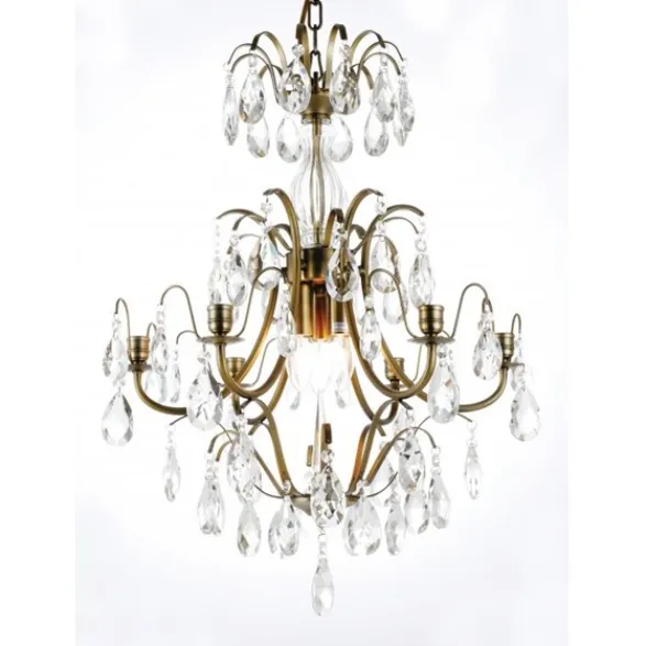Norrsken Design Kristallkrona Charlotte 6-Arm Medium Antikmässing 47cm