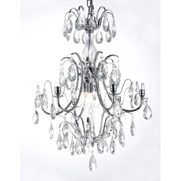 Norrsken Design Kristallkrona Charlotte 6-Arm Medium Krom 47cm