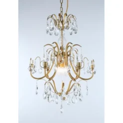 Norrsken Design Kristallkrona Charlotte 6-Arm Medium Borstad Mässing 47cm