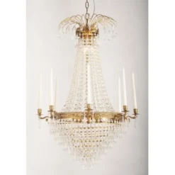 Norrsken Design Kristallkrona Empire Classic Ny 8-Arm Stor Borstad Mässing 66cm