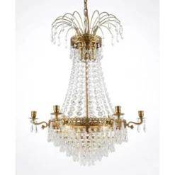 Norrsken Design Kristallkrona Empire Classic 6-Armr Medium Borstad Mässing 55cm
