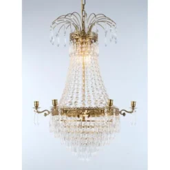 Norrsken Design Kristallkrona Empire Classic Ny 6-Arm Medium Borstad Mässing 55cm