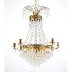 Norrsken Design Kristallkrona Empire Classic 5-Arm Liten Borstad Mässing 49cm