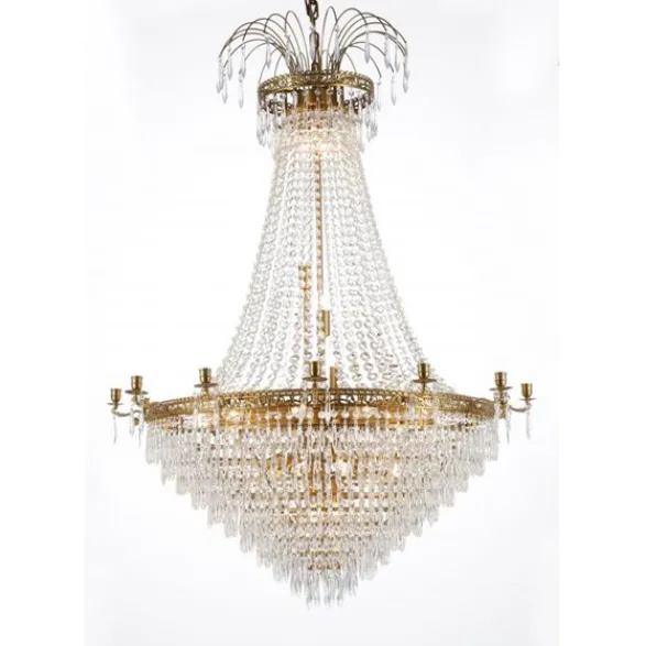 Norrsken Design Kristallkrona Empire Classic Ny 10-Arm Xl Borstad Mässing 95cm
