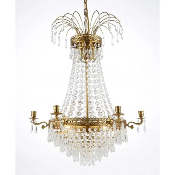 Norrsken Design Kristallkrona Empire Classic 6-Armr Medium Borstad Mässing 55cm