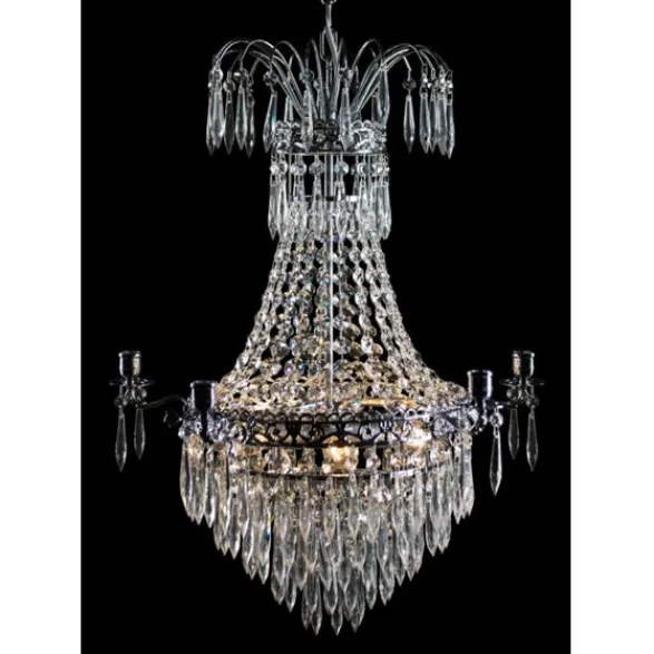 Norrsken Design Kristallkrona Empire Classic Ny 5-Arm Liten Krom 49cm