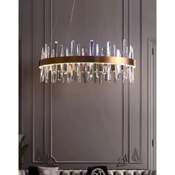 Norrsken Design Kristallkrona Istapp Rund Mässing 80cm