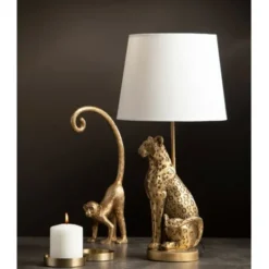 A Lot Decoration Lampfot Leopard, Mörkguld
