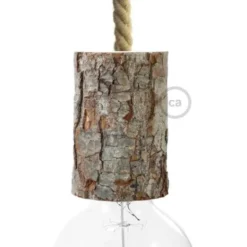 Creative cables Lamphållare E27 i trä med bark - Small
