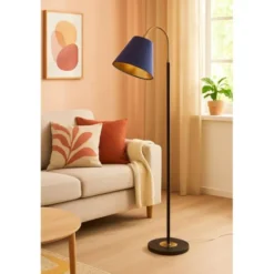 Vallentuna Armatur & Skärmateljé Lampskärm Kon Mörkblå/Guld 24 cm