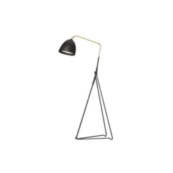 Örsjö Belysning Lean golvlampa, svartstruktur/råmässing 130cm