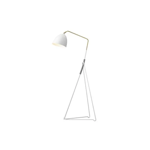 Örsjö Belysning Lean golvlampa, vitstruktur/råmässing 130cm