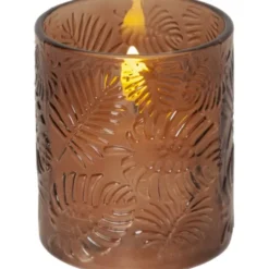 Star Trading LED Blockljus Flamme Leaf Brun 10cm