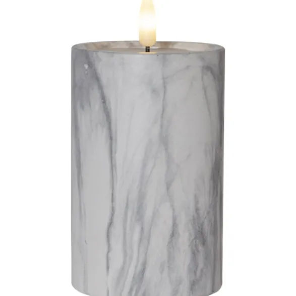 Star Trading LED Blockljus Flamme Marble Grå 15cm