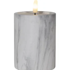 Star Trading LED Blockljus Flamme Marble Grå 12,5cm