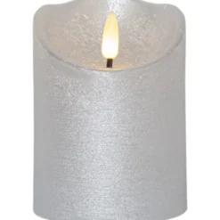 Star Trading LED Blockljus Flamme Rustic Silver 10cm