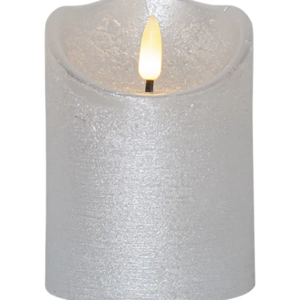 Star Trading LED Blockljus Flamme Rustic Silver 10cm