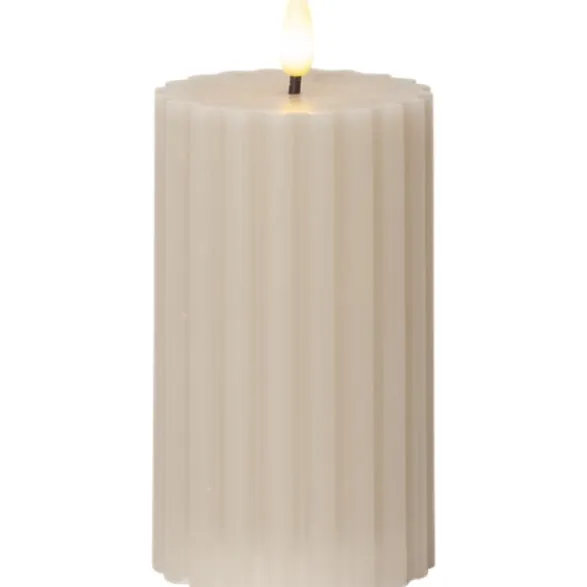 Star Trading LED Blockljus Flamme Stripe Beige 15cm