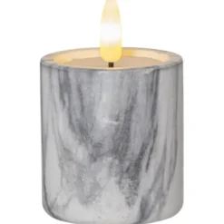 Star Trading LED Blockljus 2-pack Flamme Marble Grå 9cm