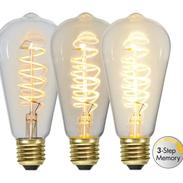 Star Trading LED-lampa E27 edison Decoled Spiral Clear 3-stegsdimmer 4W