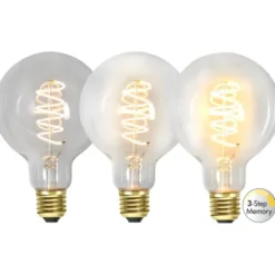 Star Trading LED-lampa E27 glob 95cm klar 3-stegsdimmer, 4W